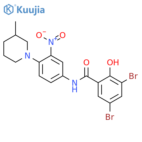 3,5-dibromo-2-hydroxy-n-[4-(3-methylpiperidin-1-yl)-3-nitrophenyl]benzamide structure
