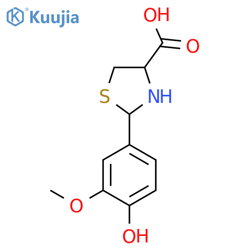 2-(4-hydroxy-3-methoxyphenyl)-1,3-thiazolidine-4-carboxylic acid structure