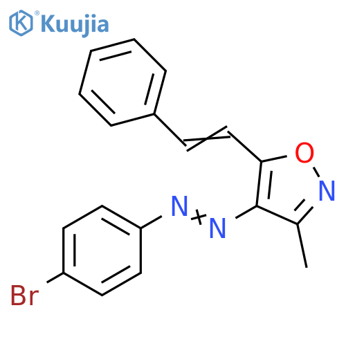 Isoxazole, 4-[(4-bromophenyl)azo]-3-methyl-5-(2-phenylethenyl)- structure
