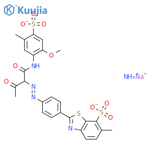 7-Benzothiazolesulfonicacid,2-[4-[2-[1-[[(2-methoxy-5-methyl-4-sulfophenyl)amino]carbonyl]-2-oxopropyl]diazenyl]phenyl]-6-methyl-,ammonium sodium salt (1:1:1) structure