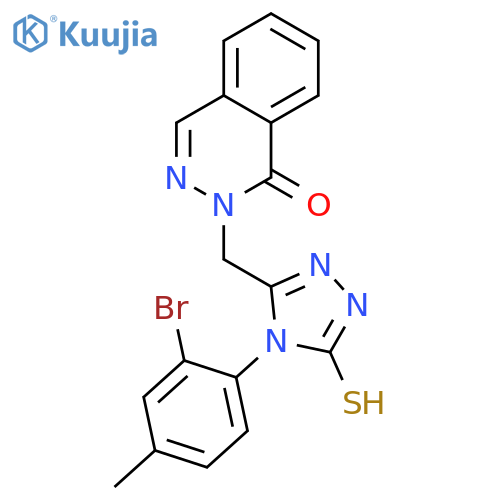 <br>2-((4-(2-bromo-4-methylphenyl)-5-mercapto-4H-1,2,4-triazol-3-yl)methyl)phth alazin-1(2H)-one structure