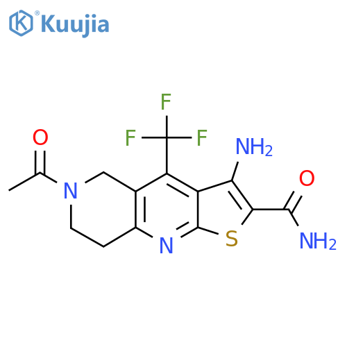 6-Acetyl-3-amino-4-(trifluoromethyl)-5,6,7,8-tetrahydrothieno[2,3-b][1,6]naphthyridine-2-carboxamide structure