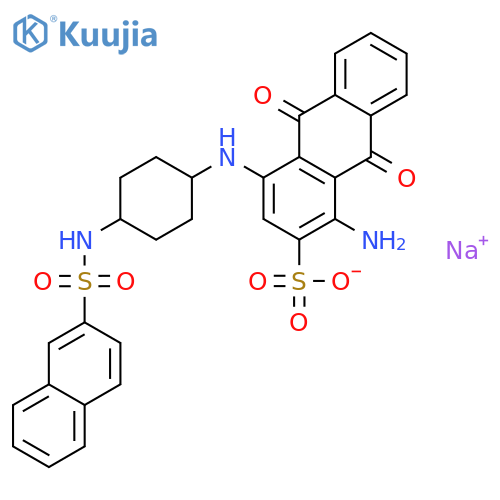 2-Anthracenesulfonicacid,1-amino-9,10-dihydro-4-[[4-[(2-naphthalenylsulfonyl)amino]cyclohexyl]amino]-9,10-dioxo-,sodium salt (1:1) structure