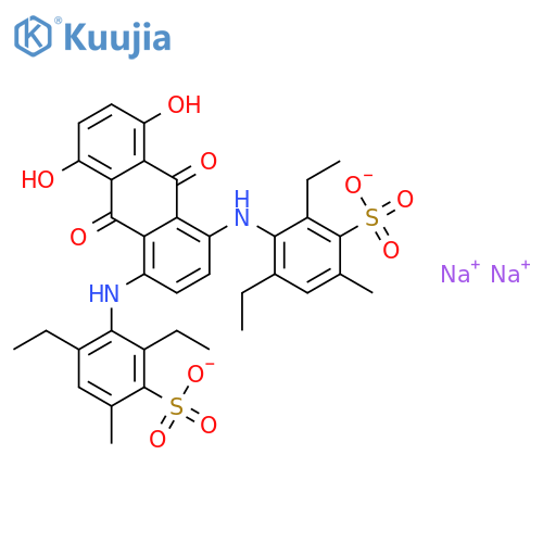 Benzenesulfonic acid,3,3'-[(9,10-dihydro-5,8-dihydroxy-9,10-dioxo-1,4-anthracenediyl)diimino]bis[2,4-diethyl-6-methyl-,sodium salt (1:2) structure