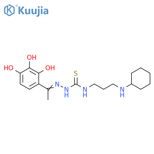 Hydrazinecarbothioamide,N-[3-(cyclohexylamino)propyl]-2-[1-(2,3,4-trihydroxyphenyl)ethylidene]- structure