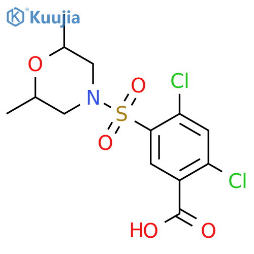 2,4-Dichloro-5-(2,6-dimethylmorpholin-4-yl)sulfonylbenzoic acid structure