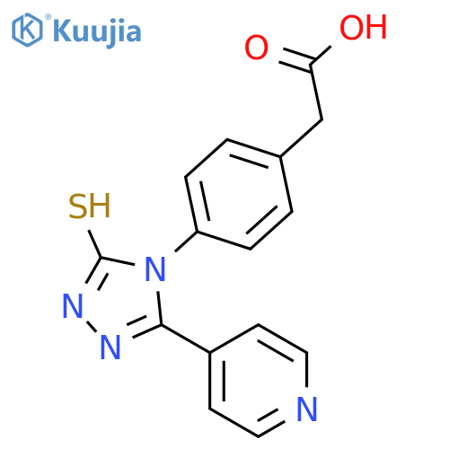 2-(4-(3-mercapto-5-(pyridin-4-yl)-4H-1,2,4-triazol-4-yl)phenyl)acetic acid structure