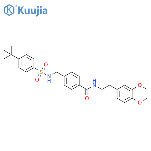 4-(4-tert-butylbenzenesulfonamido)methyl-N-2-(3,4-dimethoxyphenyl)ethylbenzamide structure