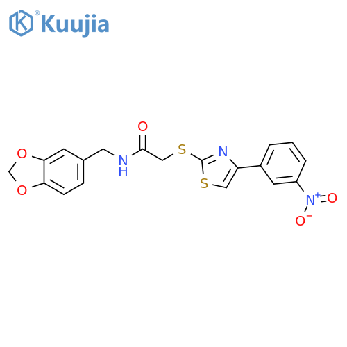 N-(2H-1,3-benzodioxol-5-yl)methyl-2-{4-(3-nitrophenyl)-1,3-thiazol-2-ylsulfanyl}acetamide structure