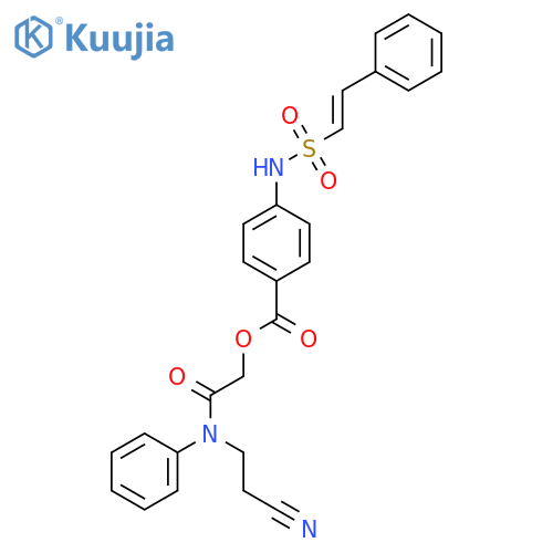 [(2-Cyanoethyl)(phenyl)carbamoyl]methyl 4-(2-phenylethenesulfonamido)benzoate structure