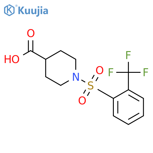 1-{[2-(trifluoromethyl)phenyl]sulfonyl}piperidine-4-carboxylic acid structure