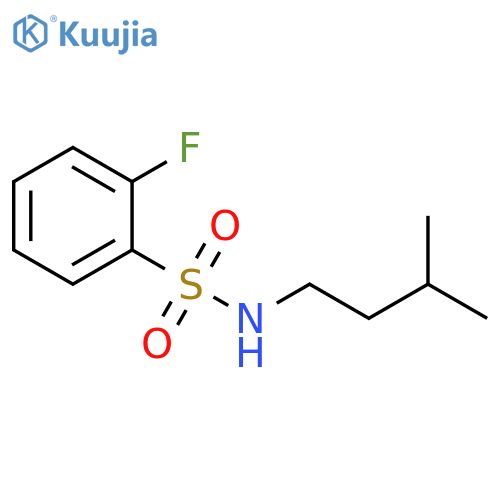 2-fluoro-N-(3-methylbutyl)benzene-1-sulfonamide structure