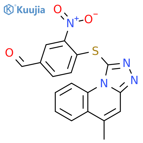 4-[(5-Methyl[1,2,4]triazolo[4,3-a]quinolin-1-yl)thio]-3-nitrobenzaldehyde structure