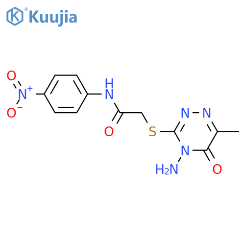 2-(4-amino-6-methyl-5-oxo-4,5-dihydro-1,2,4-triazin-3-yl)sulfanyl-N-(4-nitrophenyl)acetamide structure