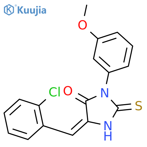 (5Z)-5-[(2-chlorophenyl)methylidene]-3-(3-methoxyphenyl)-2-thioxoimidazolidin-4-one structure