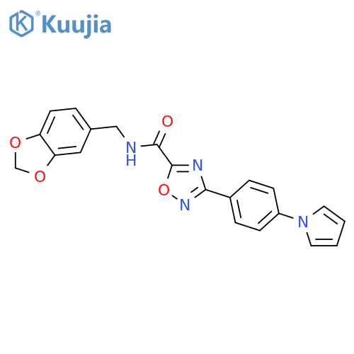 <br>N-(1,3-benzodioxol-5-ylmethyl)-3-[4-(1H-pyrrol-1-yl)phenyl]-1,2,4-oxadiazol e-5-carboxamide structure