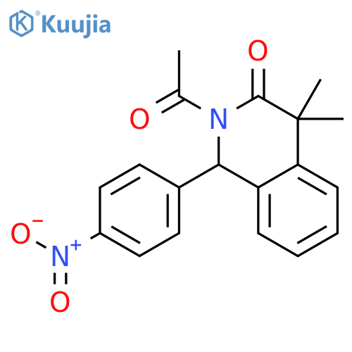 3(2H)-Isoquinolinone,2-acetyl-1,4-dihydro-4,4-dimethyl-1-(4-nitrophenyl)- structure