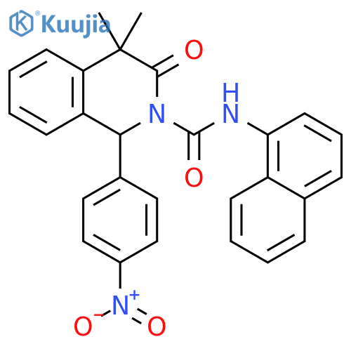 2(1H)-Isoquinolinecarboxamide,3,4-dihydro-4,4-dimethyl-N-1-naphthalenyl-1-(4-nitrophenyl)-3-oxo- structure