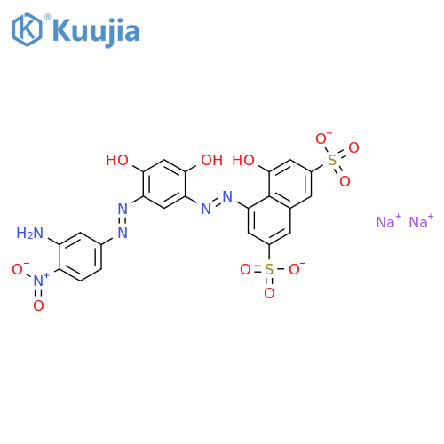 2,7-Naphthalenedisulfonicacid,4-[2-[5-[2-(3-amino-4-nitrophenyl)diazenyl]-2,4-dihydroxyphenyl]diazenyl]-5-hydroxy-,sodium salt (1:2) structure