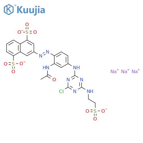 trisodium 3-[[2-(acetylamino)-4-[[4-chloro-6-[(2-sulphonatoethyl)amino]-1,3,5-triazin-2-yl]amino]phenyl]azo]naphthalene-1,5-disulphonate structure