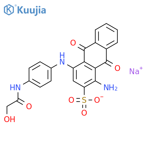 sodium 1-amino-4-[[4-[(2-hydroxyacetyl)amino]phenyl]amino]-9,10-dioxo-anthracene-2-sulfonate structure