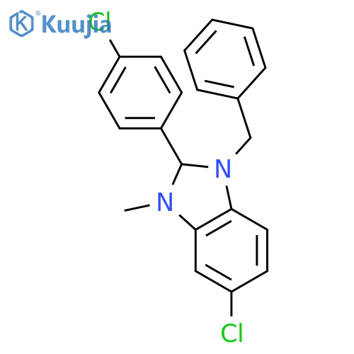 1H-Benzimidazole,5-chloro-2-(4-chlorophenyl)-2,3-dihydro-3-methyl-1-(phenylmethyl)- structure