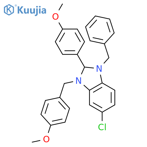 1H-Benzimidazole,5-chloro-2,3-dihydro-2-(4-methoxyphenyl)-3-[(4-methoxyphenyl)methyl]-1-(phenylmethyl)- structure