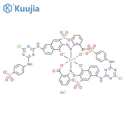 Chromate(5-),bis[2-[[6-[[4-chloro-6-[(4-sulfophenyl)amino]-1,3,5-triazin-2-yl]amino]-1-hydroxy-3-sulfo-2-naphthalenyl]azo]benzoato(4-)]-,pentasodium structure