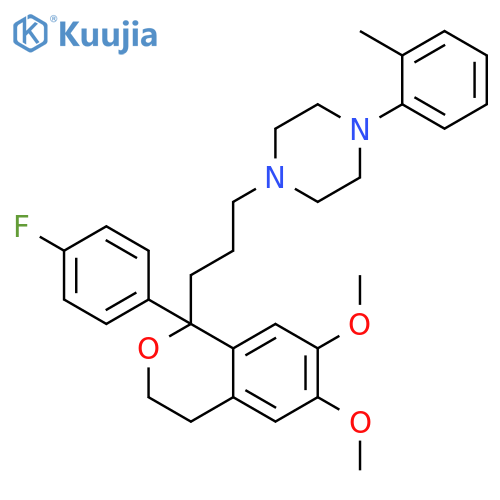 PIPERAZINE, 1-[3-[1-(4-FLUOROPHENYL)-3,4-DIHYDRO-6,7-DIMETHOXY-1H-2-BENZOPYRAN-1-YL]PROPYL]-4-(2-METHYLPHENYL)- structure