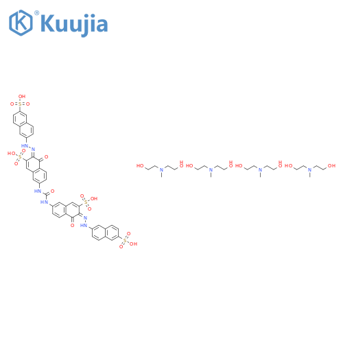 7,7-(Carbonyldimino)bis(4-hydroxy-3-((6-sulfo-2-naphthalenyl)azo)-2-naphthalenesulfonic acid) tetra(methyldiethanolamine) salt structure