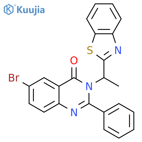 3-[1-(1,3-benzothiazol-2-yl)ethyl]-6-bromo-2-phenylquinazolin-4(3H)-one structure