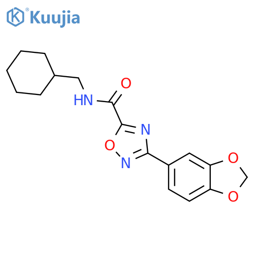 <br>3-(1,3-benzodioxol-5-yl)-N-(cyclohexylmethyl)-1,2,4-oxadiazole-5-carboxamid e structure