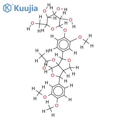 (+)-1-acetoxypinoresinol 4"-methyl ether 4'-beta-D-glucoside structure