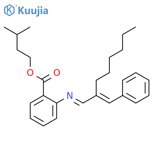 Benzoic acid,2-[[2-(phenylmethylene)octylidene]amino]-, 3-methylbutyl ester structure