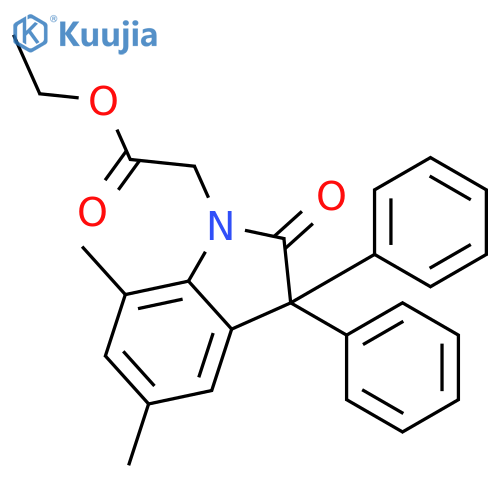 ethyl (5,7-dimethyl-2-oxo-3,3-diphenyl-2,3-dihydro-1H-indol-1-yl)acetate structure