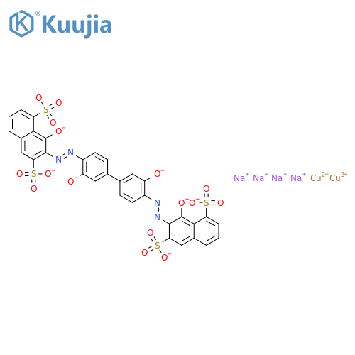 tetrasodium [&#x3BC;-[[7,7'-[(3,3'-dihydroxy[1,1'-biphenyl]-4,4'-diyl)bis(azo)]bis[8-hydroxynaphthalene-1,6-disulphonato]](8-)]]dicuprate(4-) structure
