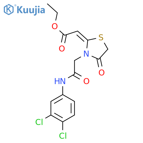 ethyl 2-(3-{(3,4-dichlorophenyl)carbamoylmethyl}-4-oxo-1,3-thiazolidin-2-ylidene)acetate structure