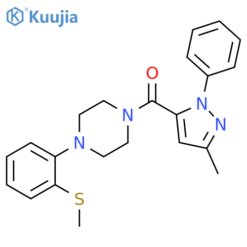 Piperazine,1-[(3-methyl-1-phenyl-1H-pyrazol-5-yl)carbonyl]-4-[2-(methylthio)phenyl]- structure