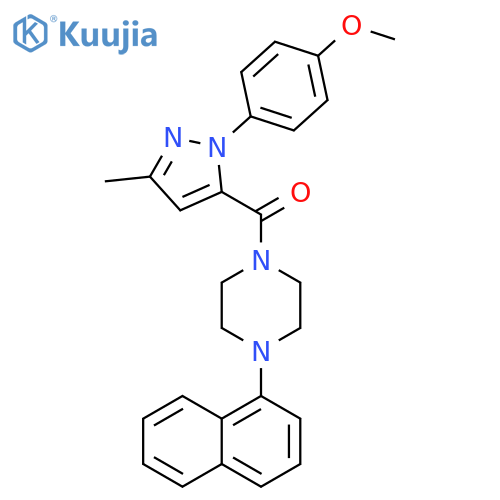 Piperazine,1-[[1-(4-methoxyphenyl)-3-methyl-1H-pyrazol-5-yl]carbonyl]-4-(1-naphthalenyl)- structure