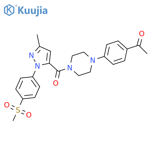 Piperazine,1-(4-acetylphenyl)-4-[[3-methyl-1-[4-(methylsulfonyl)phenyl]-1H-pyrazol-5-yl]carbonyl]- structure