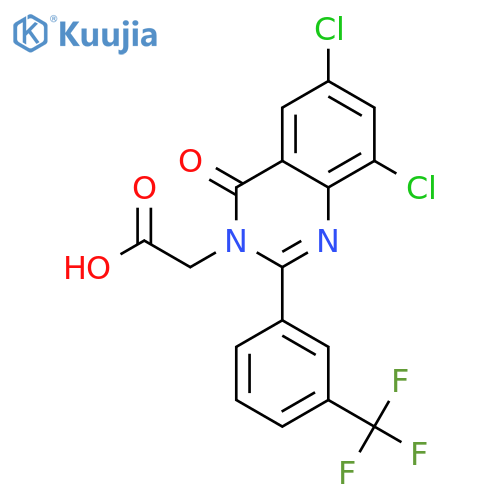 {6,8-dichloro-4-oxo-2-[3-(trifluoromethyl)phenyl]quinazolin-3(4H)-yl}acetic acid structure