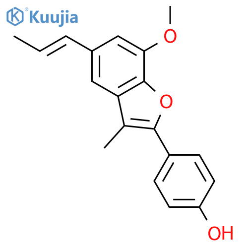 2-(4-hydroxyphenyl)-7-methoxy-3-methyl-5-(E)-propenylbenzofuran structure