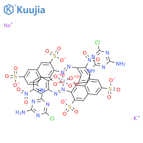 Chromate(5-),bis[5-[(4-amino-6-chloro-1,3,5-triazin-2-yl)amino]-4-hydroxy-3-[(2-hydroxy-5-nitrophenyl)azo]-2,7-naphthalenedisulfonato(4-)]-,tetrapotassium sodium structure