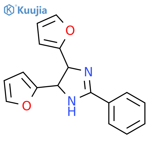 1H-IMIDAZOLE, 4,5-DI-2-FURANYL-4,5-DIHYDRO-2-PHENYL- structure