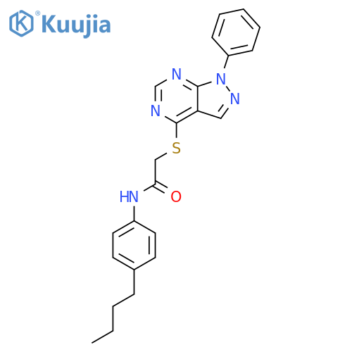 N-(4-butylphenyl)-2-({1-phenyl-1H-pyrazolo[3,4-d]pyrimidin-4-yl}sulfanyl)acetamide structure
