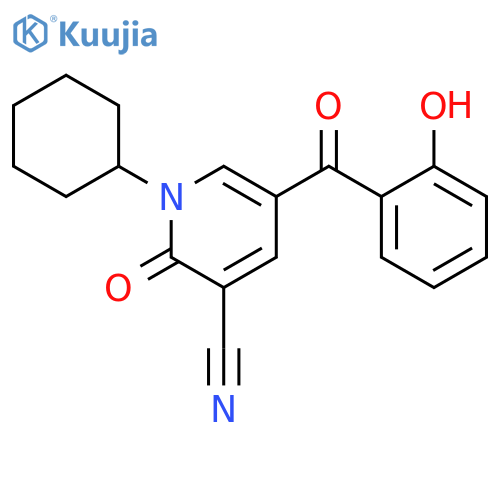 <br>1-Cyclohexyl-5-(2-hydroxy-benzoyl)-2-oxo-1,2-dihydro-pyridine-3-carbonitril e structure