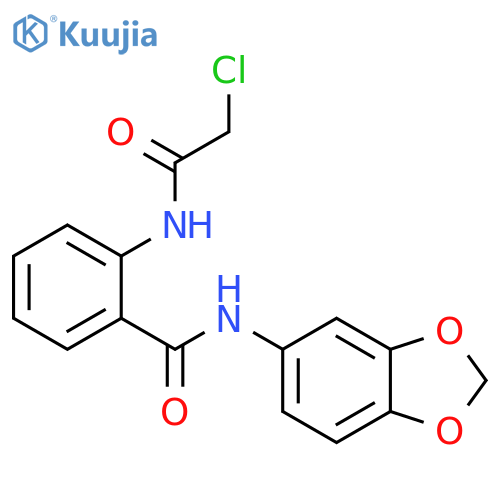 N-(1,3-dioxaindan-5-yl)-2-(2-chloroacetamido)benzamide structure