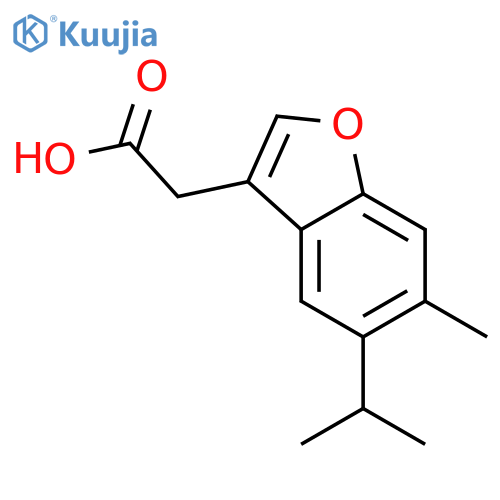 2-6-Methyl-5-(propan-2-yl)-1-benzofuran-3-ylacetic acid structure