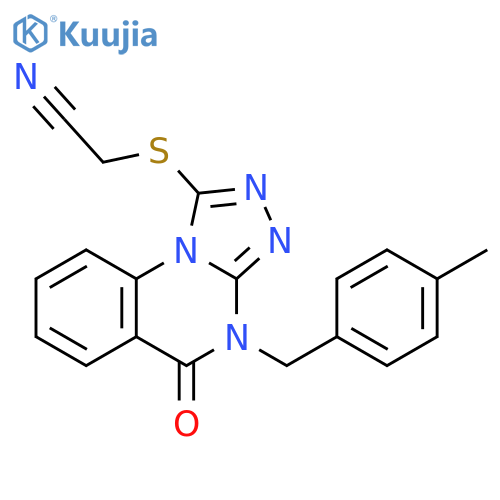 2-({4-(4-methylphenyl)methyl-5-oxo-4H,5H-1,2,4triazolo4,3-aquinazolin-1-yl}sulfanyl)acetonitrile structure
