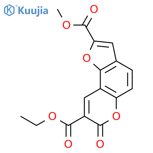 7H-Furo[2,3-f][1]benzopyran-2,8-dicarboxylicacid, 7-oxo-, 8-ethyl 2-methyl ester structure